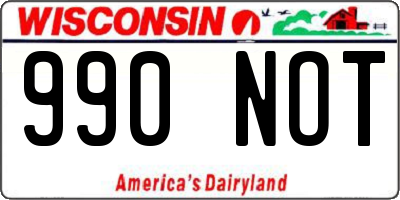 WI license plate 990NOT