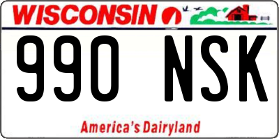 WI license plate 990NSK