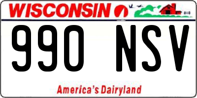 WI license plate 990NSV