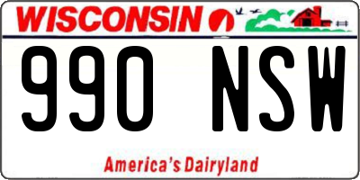 WI license plate 990NSW