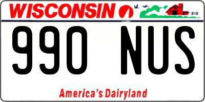WI license plate 990NUS