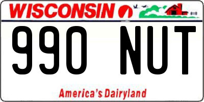 WI license plate 990NUT
