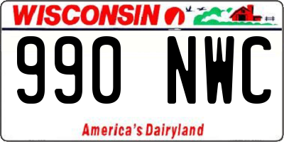 WI license plate 990NWC