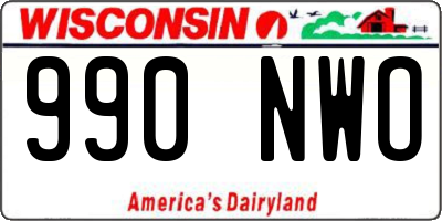 WI license plate 990NWO