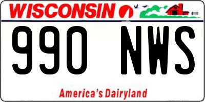 WI license plate 990NWS