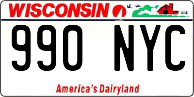 WI license plate 990NYC
