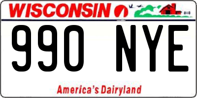 WI license plate 990NYE