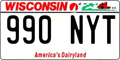 WI license plate 990NYT