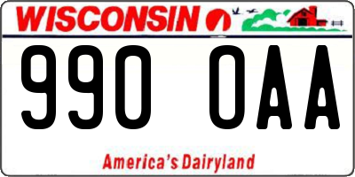 WI license plate 990OAA