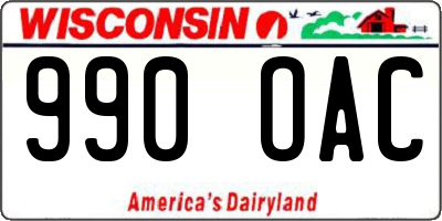 WI license plate 990OAC