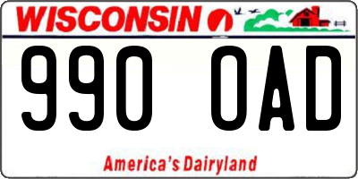 WI license plate 990OAD