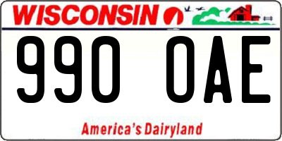WI license plate 990OAE