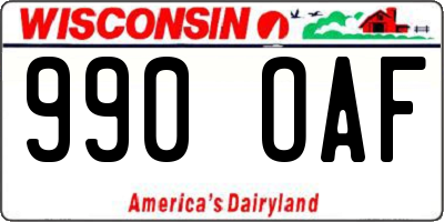 WI license plate 990OAF