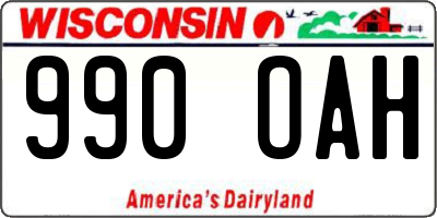 WI license plate 990OAH