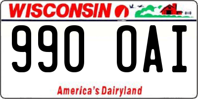 WI license plate 990OAI