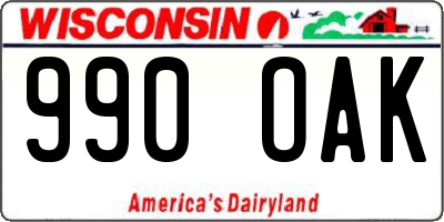 WI license plate 990OAK