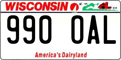 WI license plate 990OAL