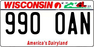 WI license plate 990OAN