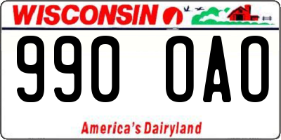 WI license plate 990OAO
