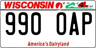 WI license plate 990OAP
