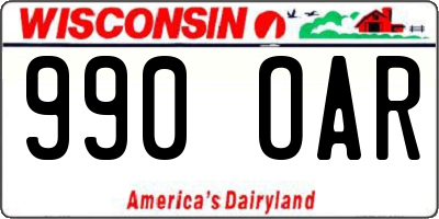 WI license plate 990OAR