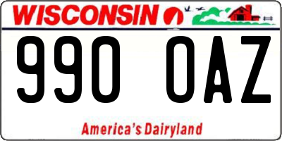 WI license plate 990OAZ
