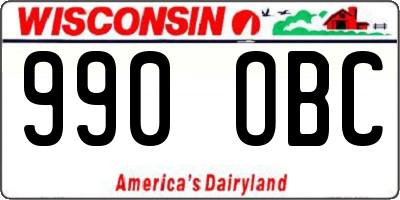 WI license plate 990OBC