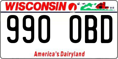 WI license plate 990OBD