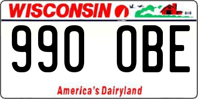 WI license plate 990OBE