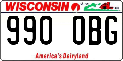 WI license plate 990OBG