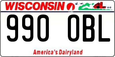 WI license plate 990OBL