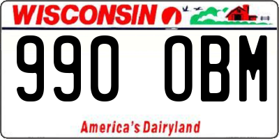 WI license plate 990OBM