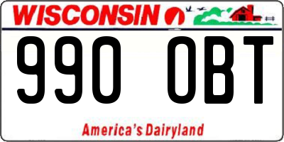 WI license plate 990OBT