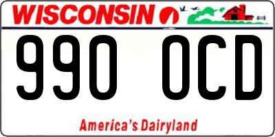 WI license plate 990OCD