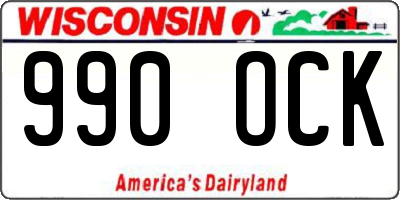 WI license plate 990OCK