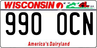 WI license plate 990OCN