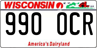 WI license plate 990OCR