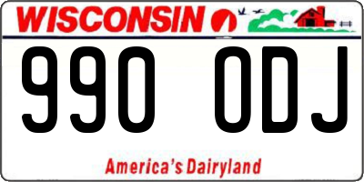 WI license plate 990ODJ