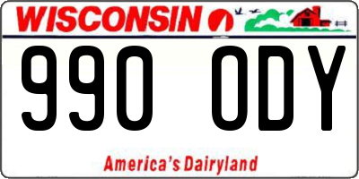 WI license plate 990ODY