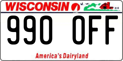 WI license plate 990OFF