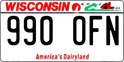 WI license plate 990OFN