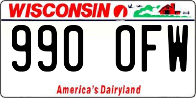 WI license plate 990OFW