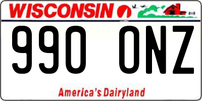WI license plate 990ONZ