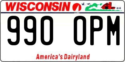 WI license plate 990OPM