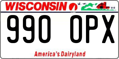 WI license plate 990OPX