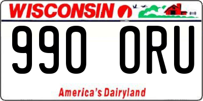 WI license plate 990ORU