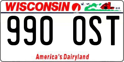 WI license plate 990OST
