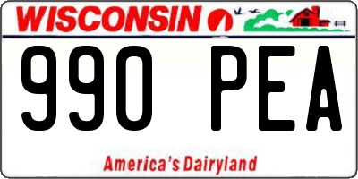 WI license plate 990PEA