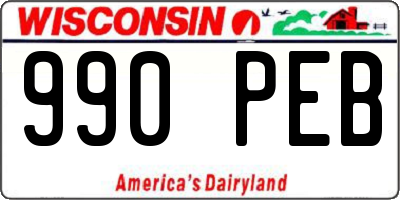 WI license plate 990PEB