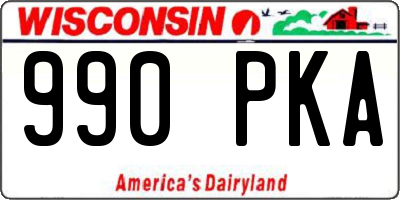 WI license plate 990PKA